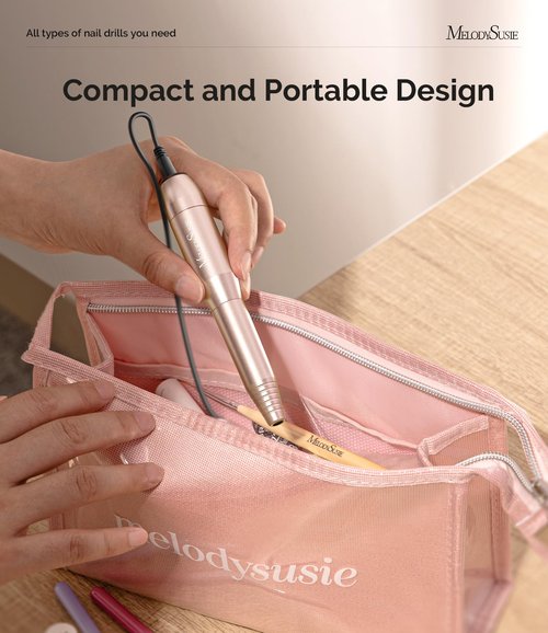 MelodySusie Pen-Shaped Portable USB Nail Drill, PC120I 20000RPM Electric Nail File with Compact Design for All Nail Care, Manicure Polishing, Shaping & Gel Removal at Home for Beginners