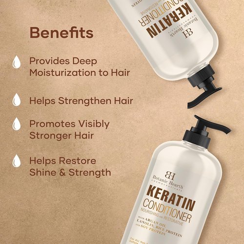 Botanic Hearth Keratin Conditioner - Sulfate-Free Argan Oil Treatment for All Hair Types | 16 fl oz