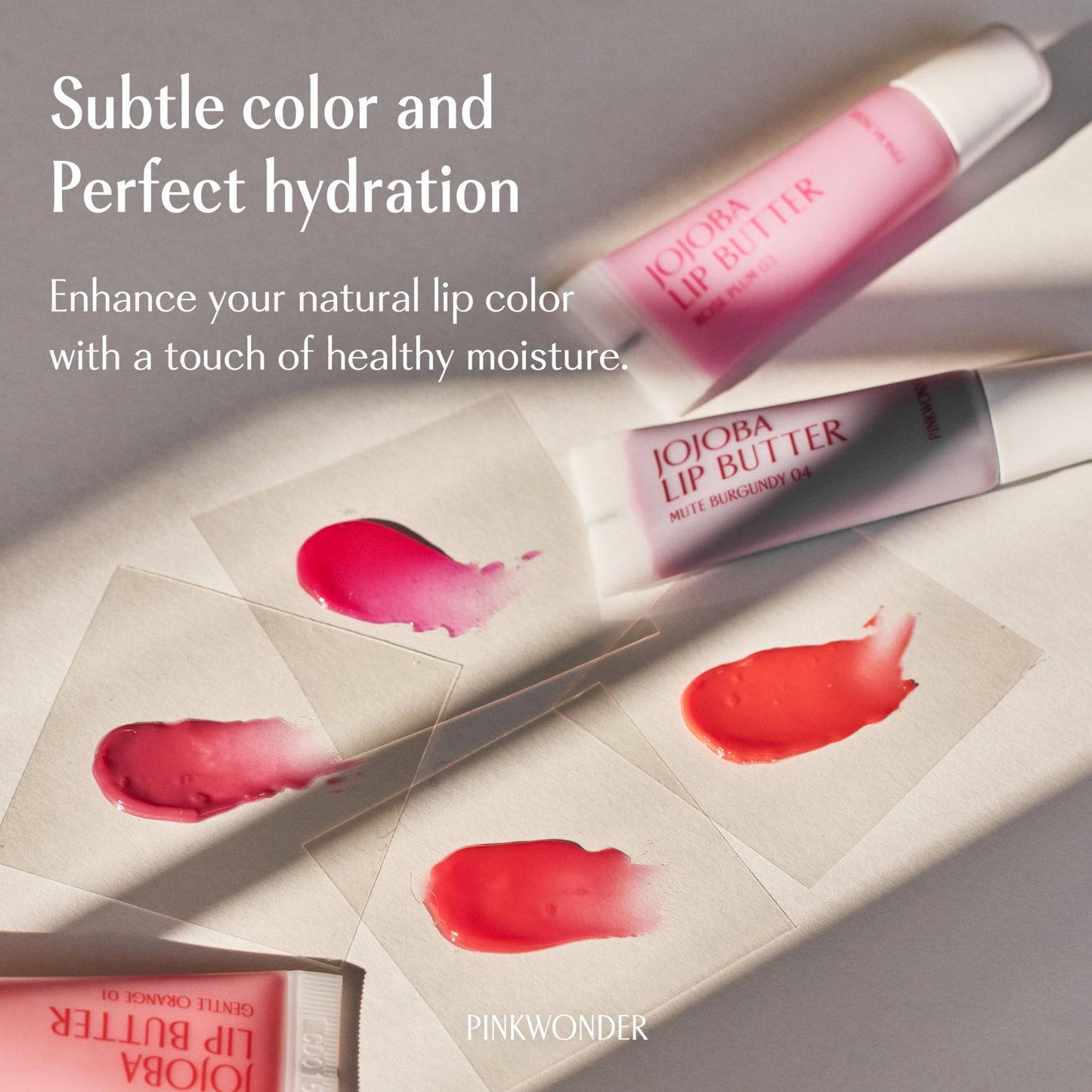 PINKWONDER Jojoba Lip Butter (04 Mute Burgundy) | Hydrating Lip Balm with Organic Jojoba Oil | Non-Sticky Lip Gloss for Dark Lips | Korean Lip Balm