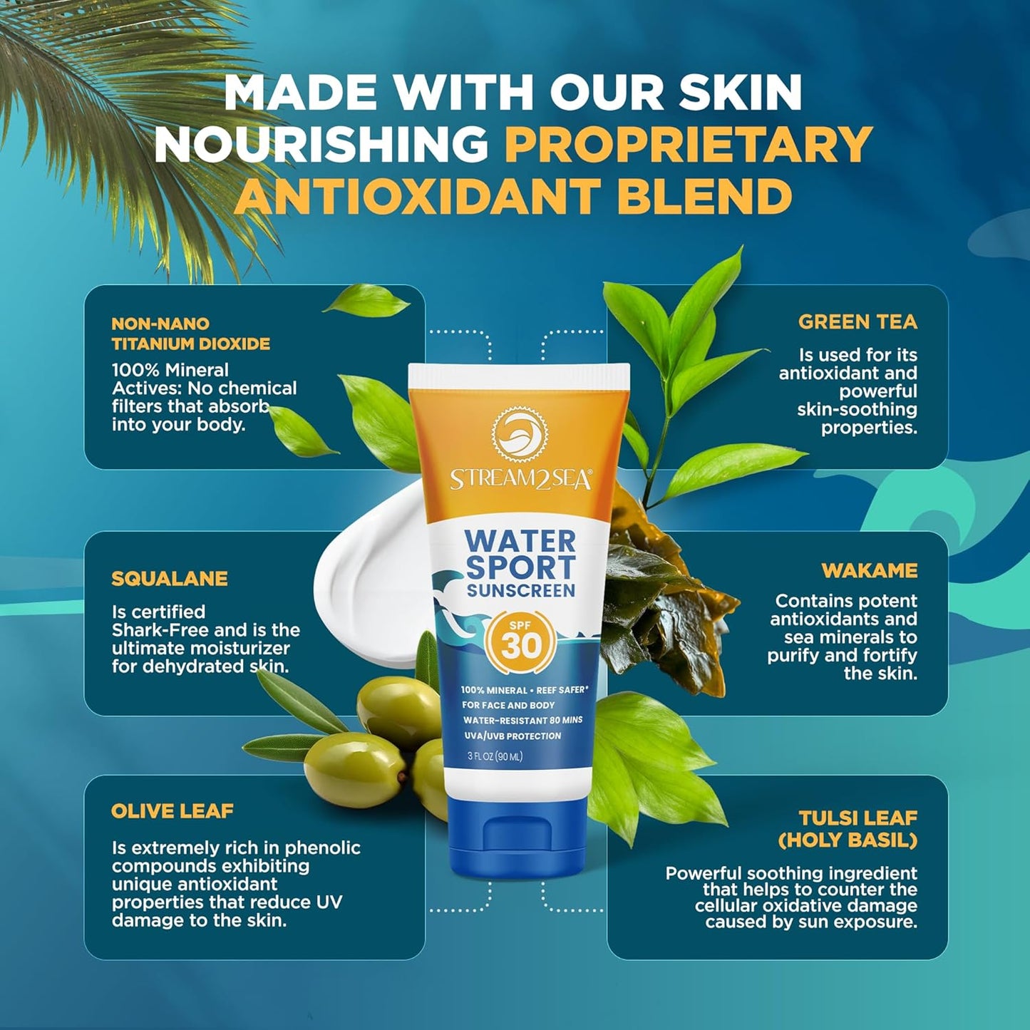 STREAM 2 SEA SPF 30 Biodegradable Mineral Sunscreen - Non-Greasy, Moisturizing, Reef Safe | 3 Fl Oz