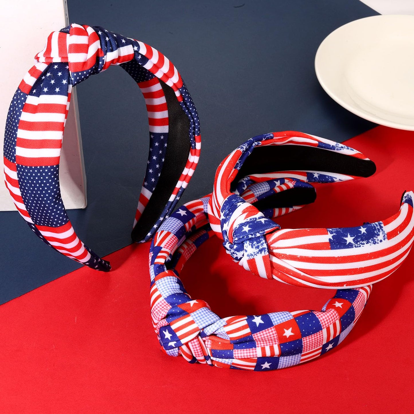 JERTOCLE 4th of July Knotted Headband for Women Patriotic Stars Flag USA Stripe Headbands American Flag Red White Blue Hairband Independence Day Hair Accessories Gifts