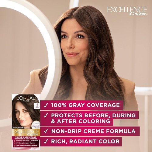 L'Oreal Paris Excellence Creme Hair Color - 5AB Mocha Ash Brown | 100% Gray Coverage, Pack of 3