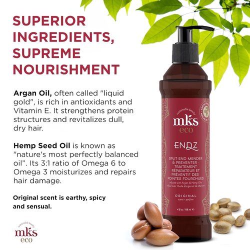 MKS Eco - Original Scent Split End Mender & Preventer | Moroccan Argan Oil & Hemp Seed Oil - Vegan & Cruelty-Free