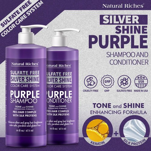 Natural Riches Radiant Silver Shine Shampoo & Conditioner Set - Paraben-Free, Color Safe, 16 fl oz