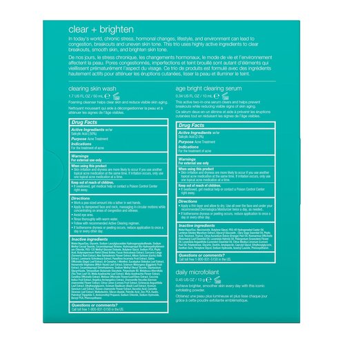 Dermalogica Clear and Brighten Kit, 3 Step Facial Skincare Set - Includes Face Cleanser, Exfoliator, and Serum