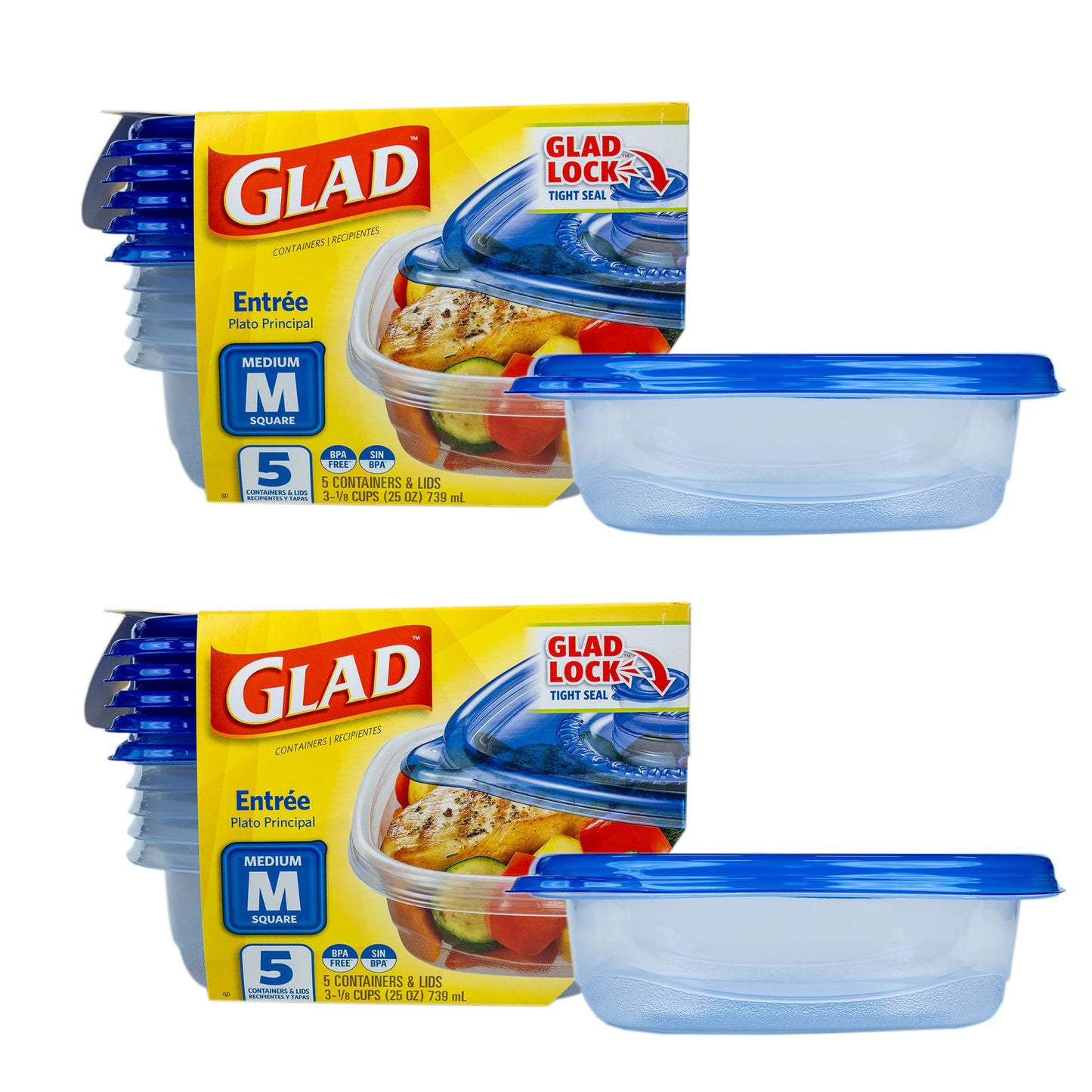Glad GladWare To Go Snack Food Storage Containers - Medium Round - Meal Container Holds up to 24 Ounces of Food - Lock Tight Seal, 4 Count
