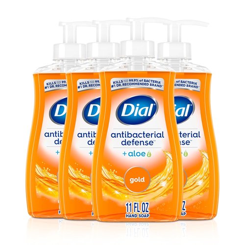 Dial Antibacterial Liquid Hand Soap - Aloe Gold Scent, 11 Fl Oz (Pack of 4) | Gentle Dermatologist-Tested Formula
