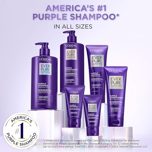L’Oreal Paris EverPure Purple Shampoo & Conditioner Set - Sulfate-Free for Blonde & Silver Hair | 1 Kit