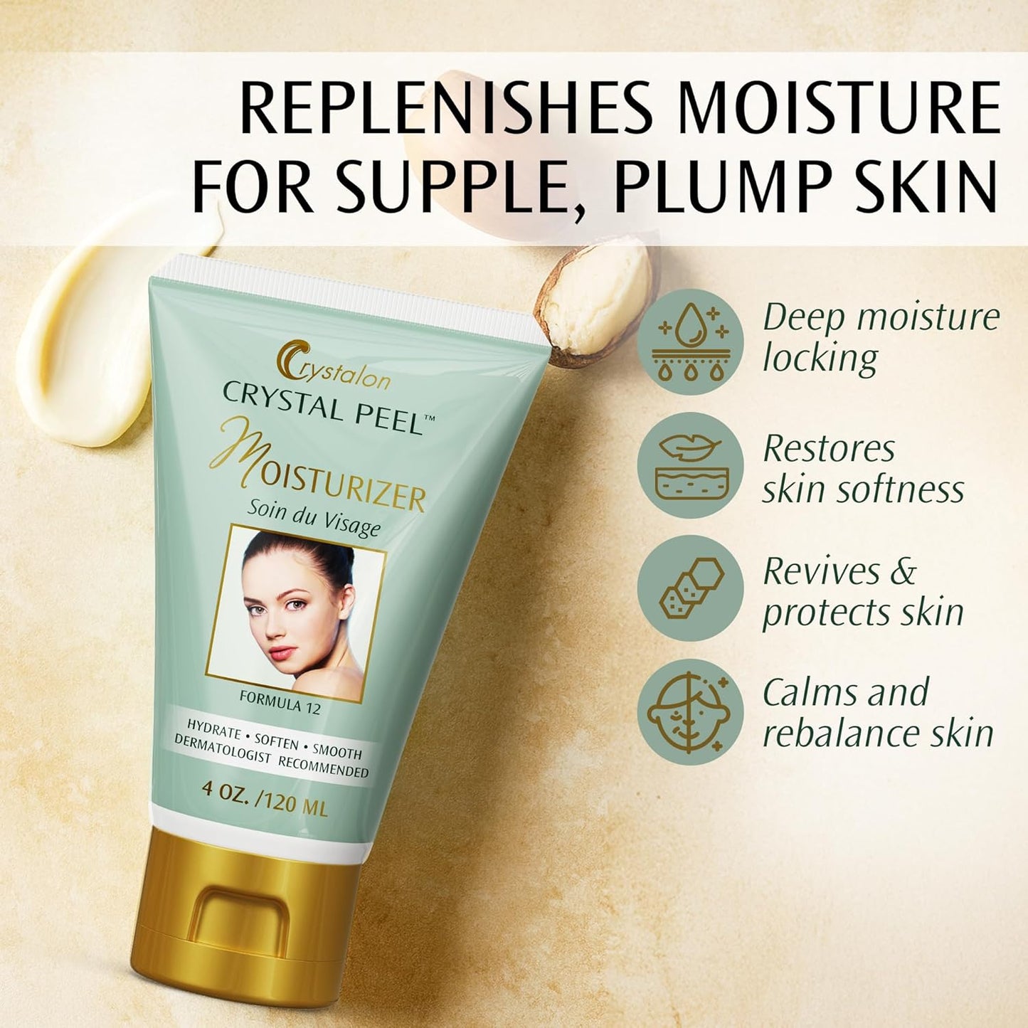 Soin Du Visage Crystal Peel Hyaluronic Acid Moisturizer - Hydrating Daily Cream for Dry Skin