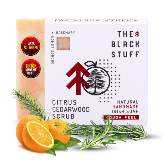 Skiennix All-Natural Bar Soap for Men - Handmade Citrus Cedarwood Scrub | Organic Ingredients, Daily Use