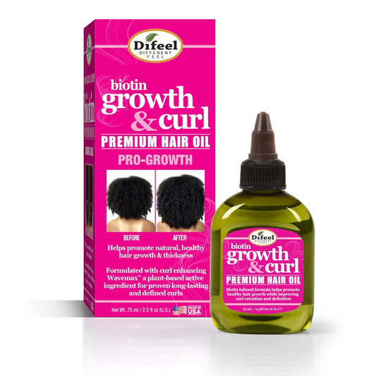 Difeel Biotin Hair Growth Oil - Premium Curl Enhancer, 2.5 oz for Nourished Hair