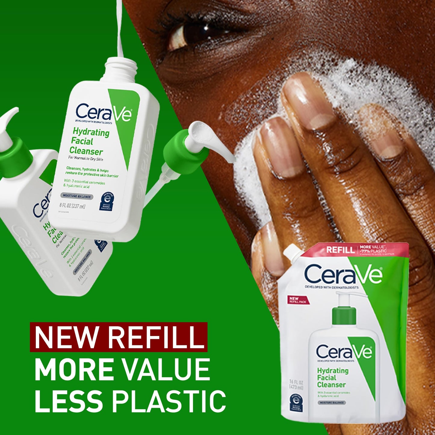 CeraVe Hydrating Facial Cleanser, Moisturizing Face Wash For Dry Skin, Hyaluronic Acid + Ceramides + Glycerin, Hydrating Cleanser For Normal To Dry Skin, National Eczema Association Certified