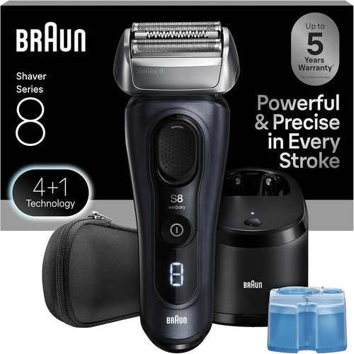 Braun Series 8 8560cc Electric Razor - 4+1 Shaving Elements & Precision Trimmer | Wet & Dry, 60min Runtime