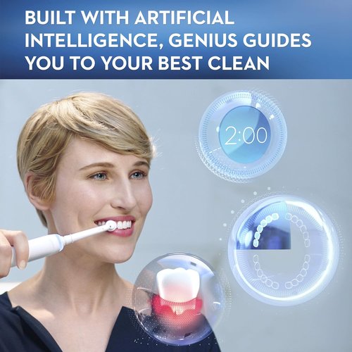 Oral-B GENIUS X Electric Toothbrush - Includes 3 Replacement Brush Heads & Travel Case, White