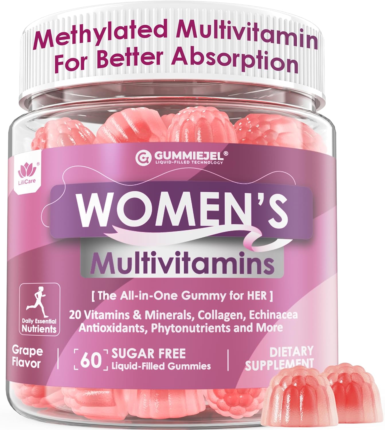 Skiennix Women's Multivitamin Gummies - Methylated Formula with Biotin, Iron & Antioxidants | 60 Count