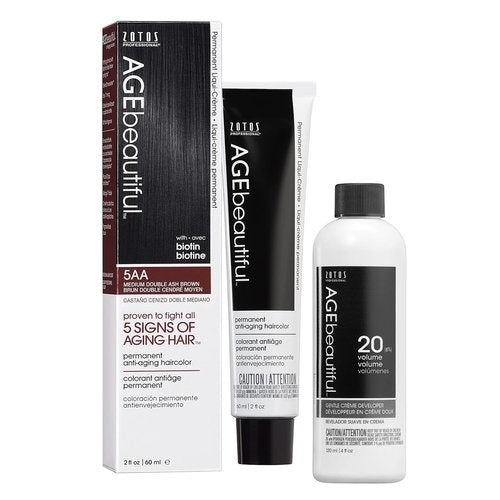 AGE Beautiful Permanent Hair Color Dye - 100% Gray Coverage & Anti-Aging Formula | Biotin for Thicker, Fuller Hair