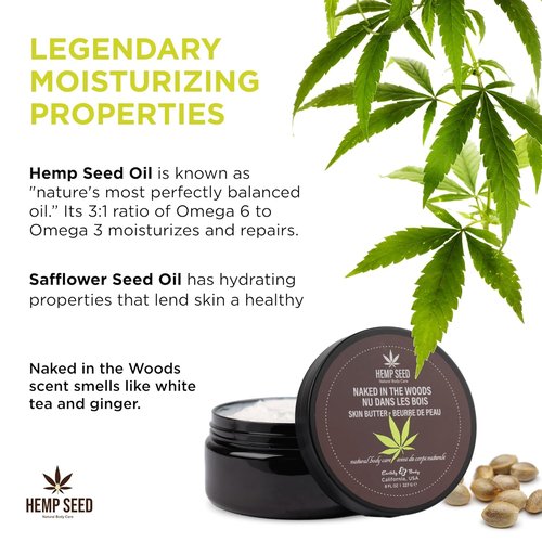 Hemp Seed Skin Butter - Total Body Moisturizer with Hemp Seed Oil & Shea Butter - 8 oz, Vegan & Cruelty Free