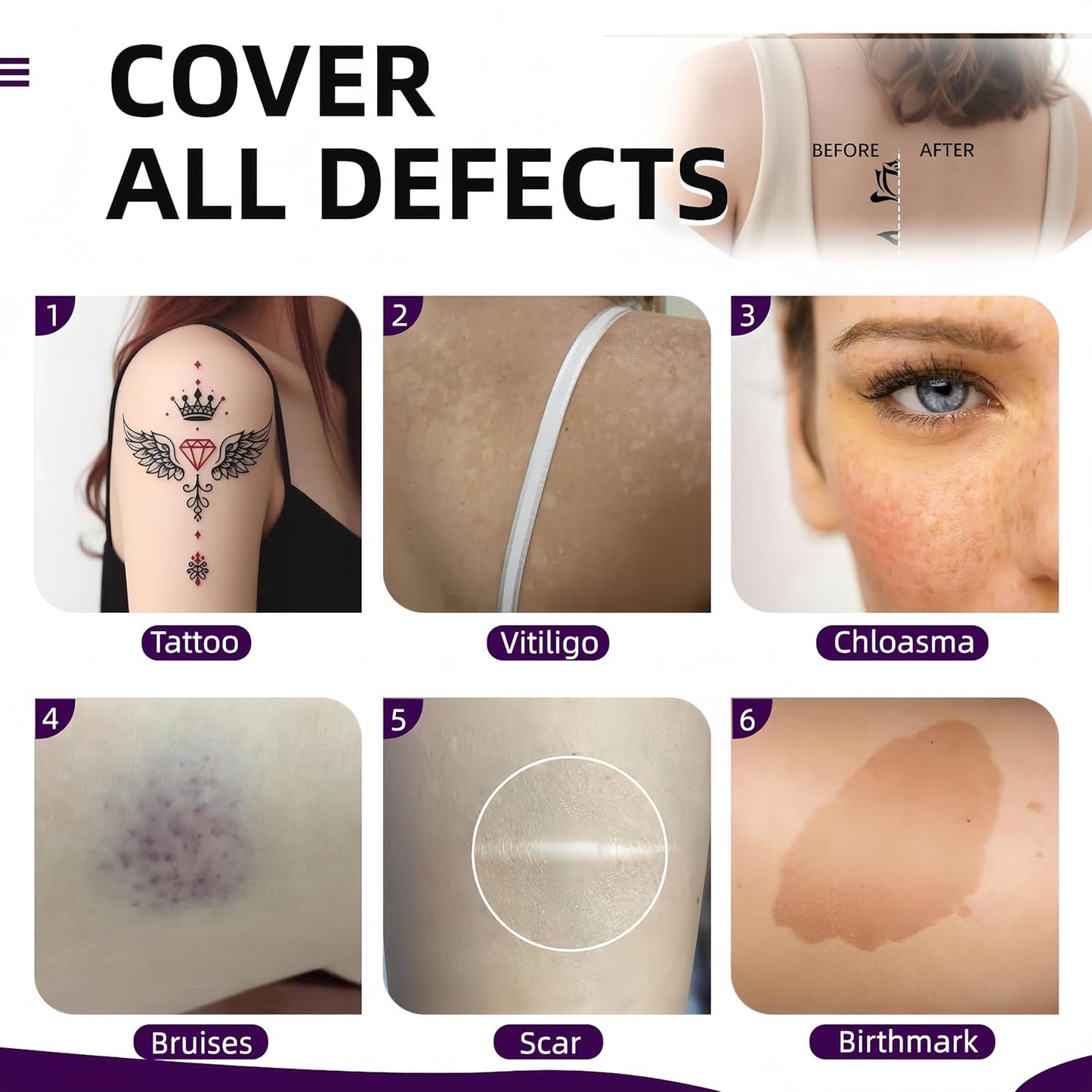 Skiennix Full Coverage Tattoo Cover Up Cream - Waterproof & Sweatproof Concealer for Scars, Birthmarks & Dark Spots - Dual Shades (Ivory & Medium Deep)
