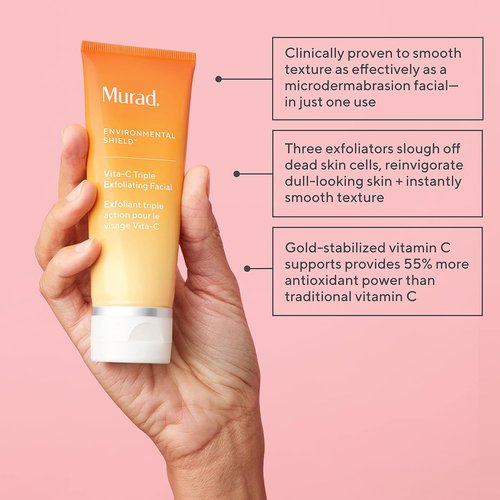 Murad Vita-C Triple Exfoliating Facial Scrub - Gold-Stabilized Vitamin C for Brighter, Smoother Skin | 2.7 Fl Oz