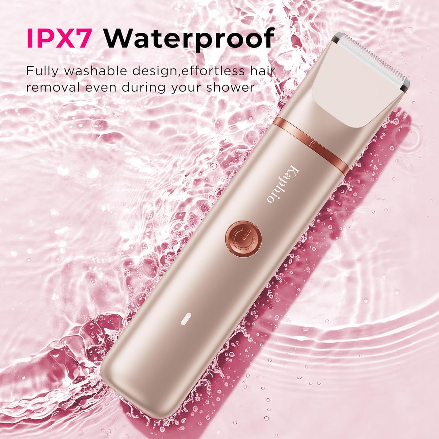 Skiennix Bikini Trimmer for Women - IPX7 Waterproof & Painless Electric Razor for Body Hair (Gold)