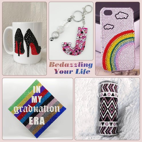 3500 PCS Flatback Rhinestones for Crafting and 2PCS B7000 Glue (Pack 5), 1 Box of 3/4/5mm Colorful Resin Rhinestones Gems Charms for Bedazzling DIY Crafts Fabric Clothing Tumblers Shoes Nail Art