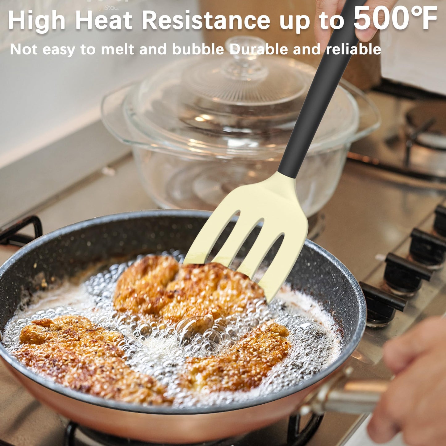 Coukre 2 Pack Silicone Spatula Set, High Heat Resistant, BPA Free Kitchen Spatula, Solid & Slotted Turner for Non-Stick Pans, Sautéing, and Flipping (2, AquaGreen)