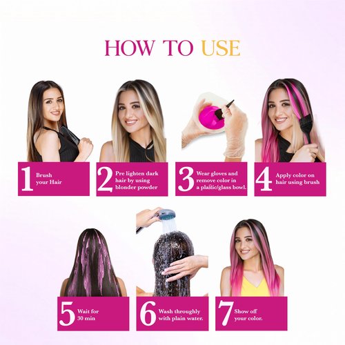 Cosglam Semi Permanent Hair Color for Women & Men, (120g, #12 Hot Pink) Enriched with Conditioner, Glossy Finish, No Ammonia, No Peroxide & Non Oxidative, Vegan Highlights Colorful Hair Dye