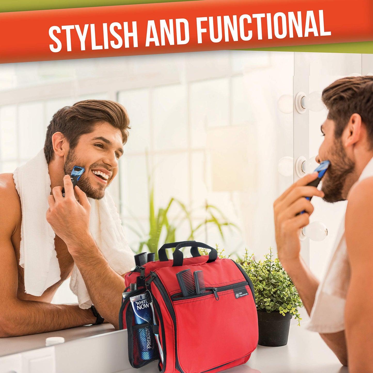 D&D Hanging Travel Toiletry Bag for Men and Women – Cosmetics, Makeup and Toiletries Organizer Kit with 10 Compartments, YKK Zippers, XXL Metal Swivel Hook, Water-Resistant Nylon