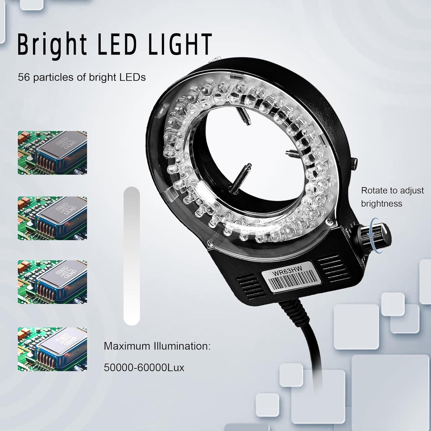 NICE-POWER Digital Microscope Camera, 13MP 1080P HDMI VGA Industrial Video Microscope, 150X Zoom C-Mount Lens, Foldable Stand, LED Ring Light, Soldering Microscopes for Electronics Repair
