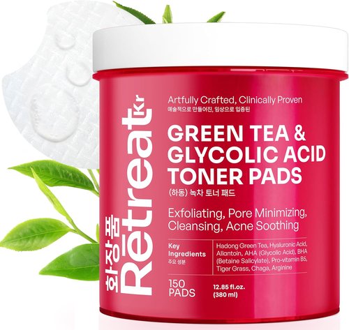 **Regine Switzerland Glycolic Acid Toner Pads - Exfoliating Dual Texture with Green Tea & Centella Asiatica | 150 Pads**