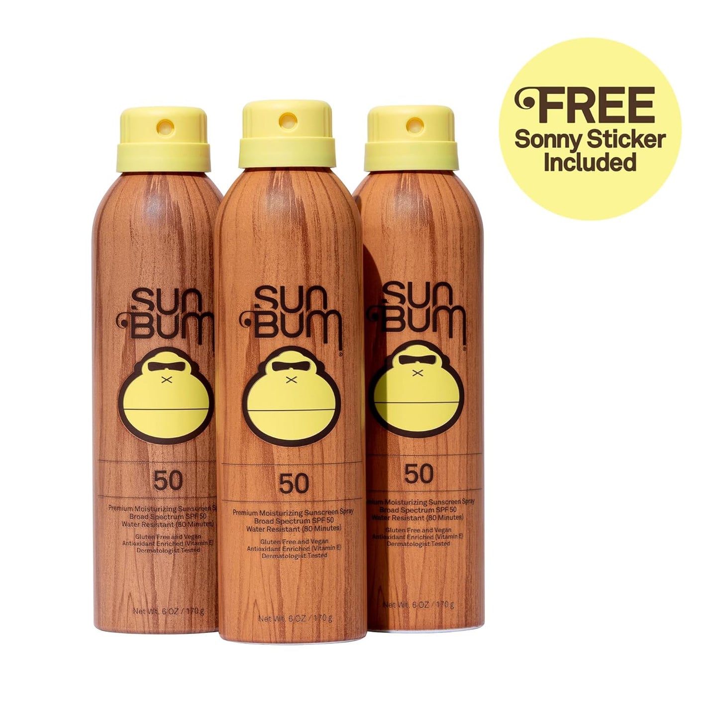 Sun Bum Moisturizing Sunscreen Spray SPF 50 - Vegan, Broad Spectrum UVA/UVB Protection | 3 Pack, 6 oz