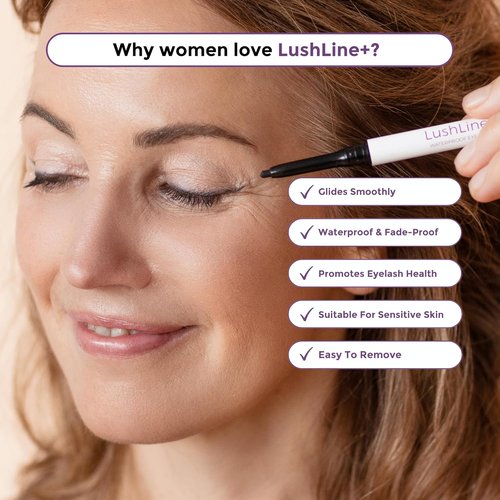 Rumi Cosmetiques LushLine+ Waterproof Eyeliner Pencil - Smudge Proof & Long-Lasting for Sensitive Eyes | Natural Brown