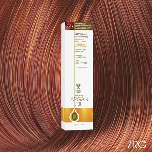 One N' Only Permanent Hair Color - Argan Oil Infused Dye for Rich Tones & Gray Coverage - 7RG Medium Tangerine Blonde (3 oz)