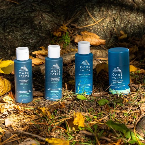 Oars + Alps Hair and Body Travel Kit for Men - TSA-Friendly, Sulfate-Free Shampoo, Conditioner & Deodorant | Alpine Tea Tree Scent