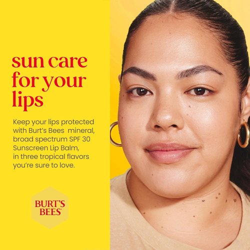 Burt’s Bees SPF 30 Lip Balm - Island Getaway, Coco Loco & Beaches Cream | Water-Resistant Natural Care, 3 Tubes