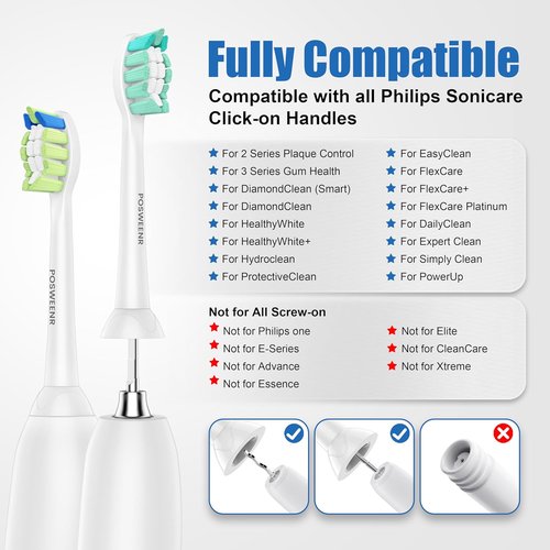 Philips Sonicare Replacement Toothbrush Heads - Gentle & Effective Plaque Control, 10 Pack (Black)