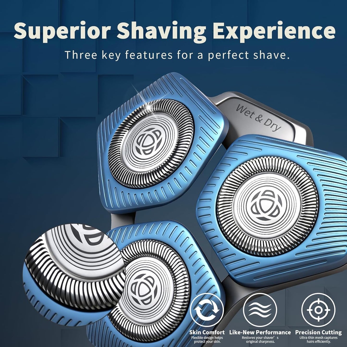 Philips SH71/50 Replacement Shaving Heads - Compatible with S5000 & S7000 Series Shavers | 2-Pack (Blue)