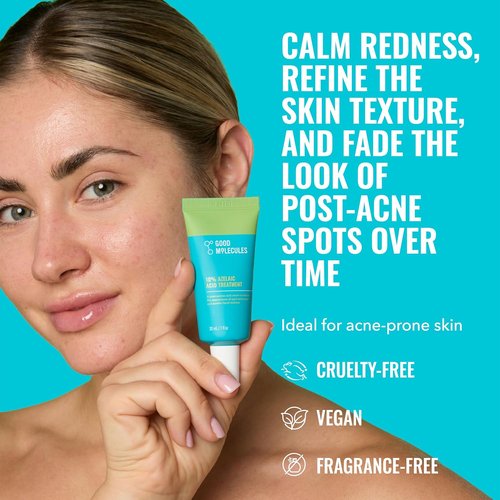 Good Molecules 10% Azelaic Acid Treatment - Soothing Formula for Redness & Uneven Tone | Brightens Dark Spots & Refines Texture | Vegan & Fragrance-Free (30ml / 1.01 fl oz.)