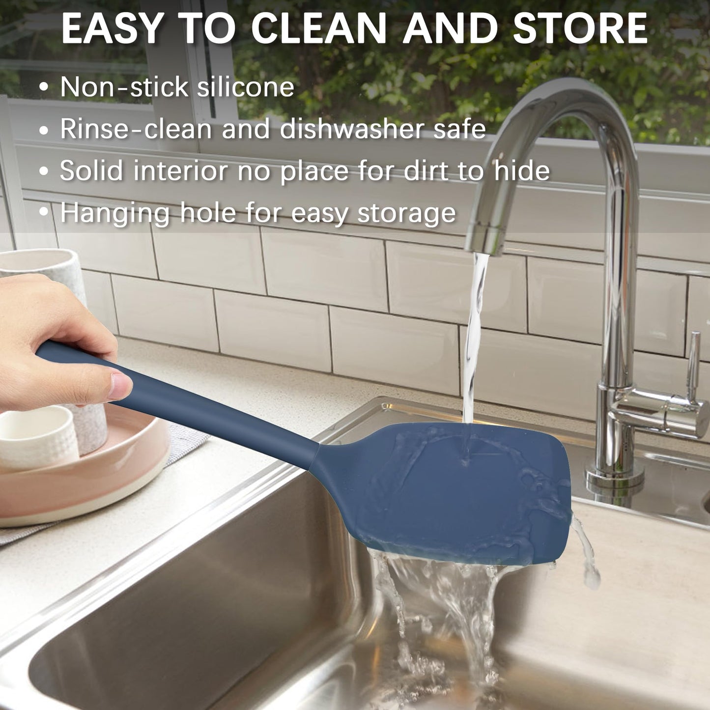 Coukre 2 Pack Silicone Spatula Set, High Heat Resistant, BPA Free Kitchen Spatula, Solid & Slotted Turner for Non-Stick Pans, Sautéing, and Flipping (2, AquaGreen)