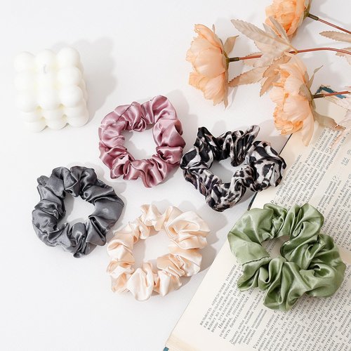 Mirlern 12-Piece Satin Scrunchies for Women and Girls, No Damage Soft Ponytail Holders Hair Accessories, Elastic Bands for Thick/Thin Hair (Spring)