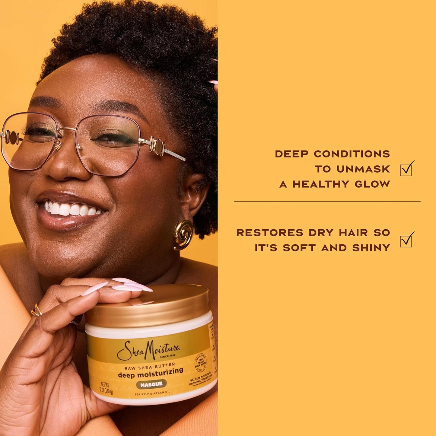 SheaMoisture Raw Shea Butter Deep Moisturizing Hair Masque for Curly Hair Raw Shea Butter Deep Conditioner to Moisturize and Renew-Hair 11.5 oz,(Pack of 2)