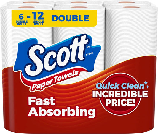 Scott Paper Towels - Choose-A-Sheet, 6 Double Rolls (12 Regular Rolls) | 108 Sheets Per Roll