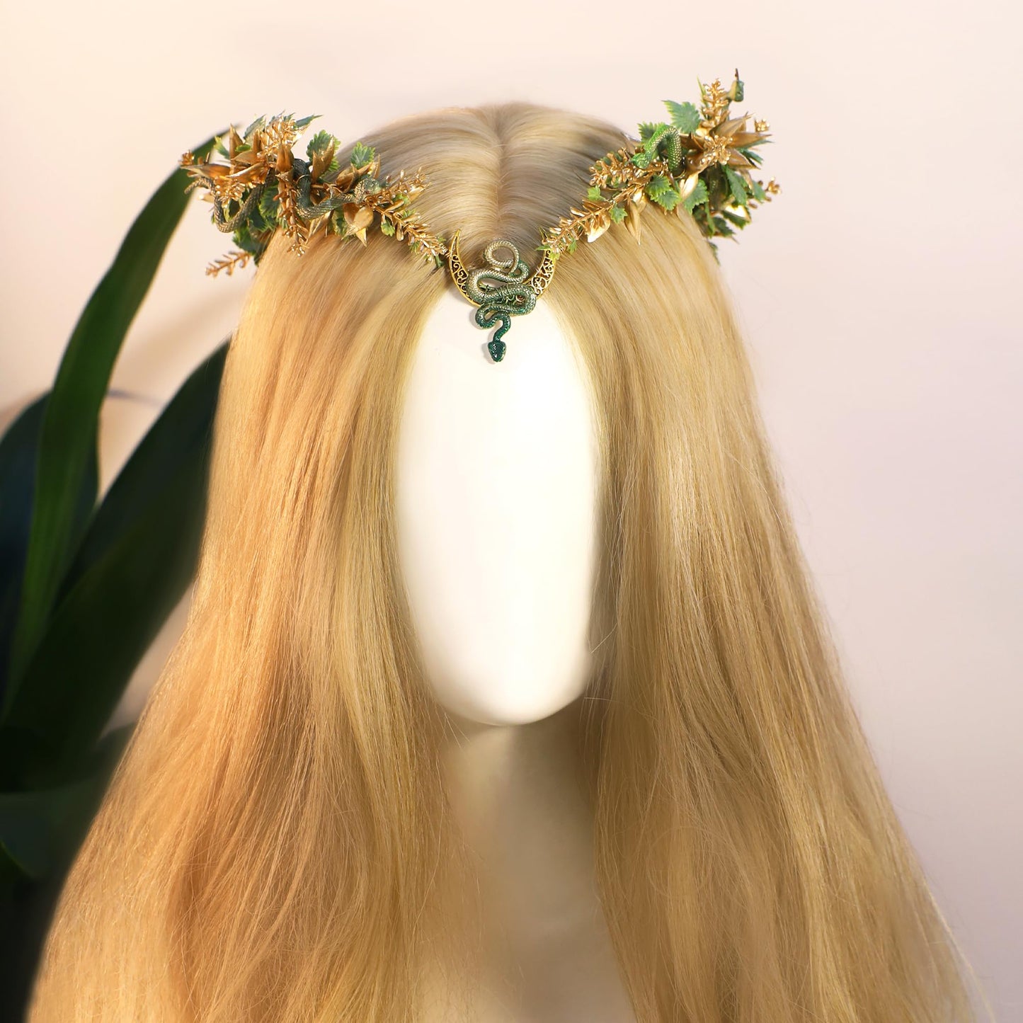 MOSTORY Medusa Fairy Flower Crown - Snake Elf Crown Floral Headband Woodland Circlet for Women Queen Renaissance Halloween Cosplay Renfaire Costume Photo Shoot