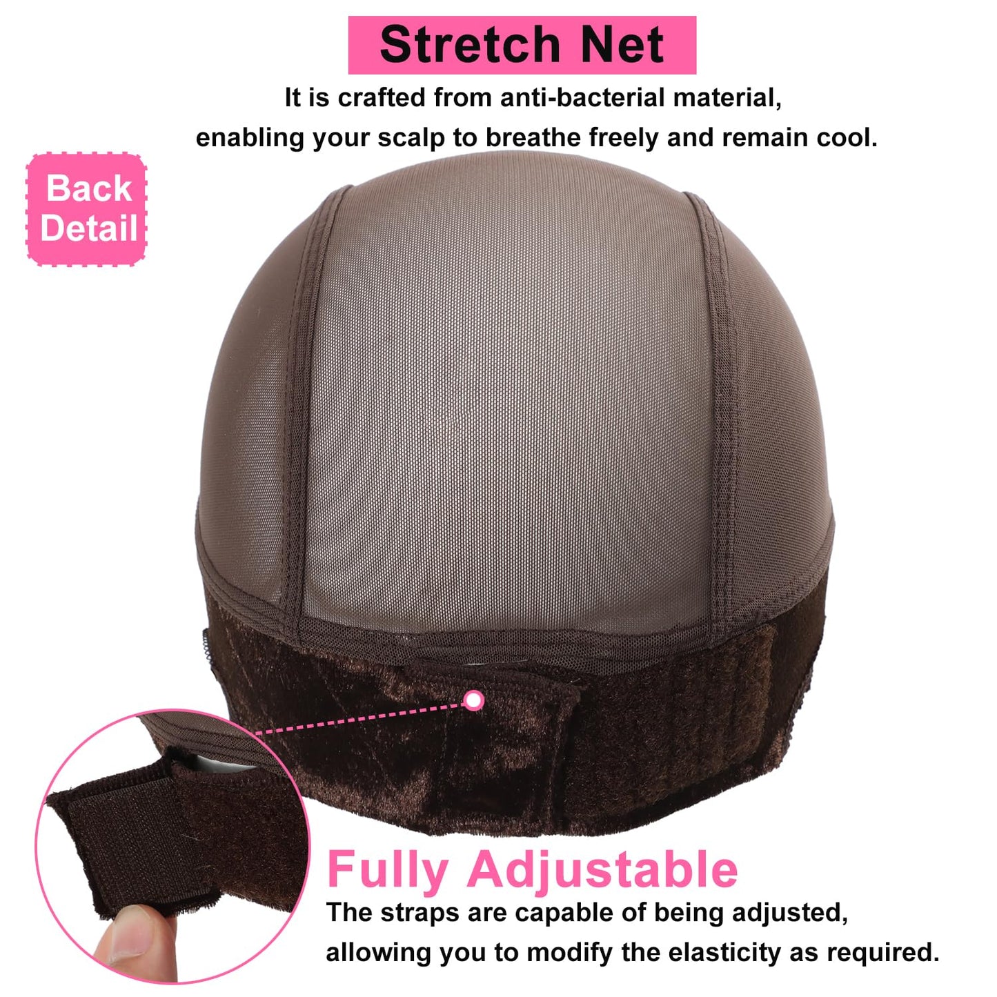 Wig Cap,Wig Grip Cap for Glueless Wigs Non Slip 4x5 HD Wig Band Caps for Women Lace Front keep Wig in Place (brown)