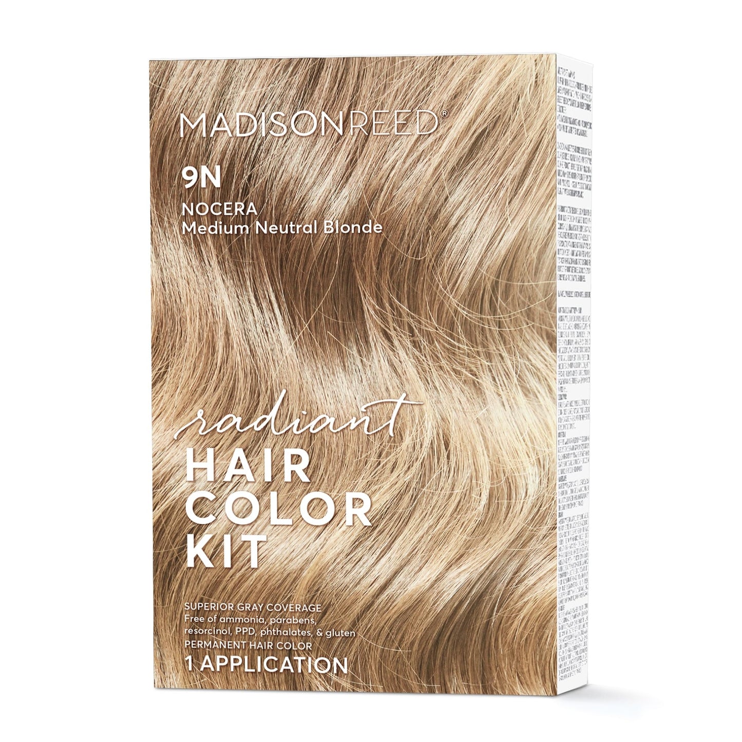 Madison Reed Radiant Hair Color Kit, Medium Neutral Blonde for Superior Gray Coverage, Ammonia-Free, 9N Nocera Blonde, Permanent Hair Dye, Pack of 1