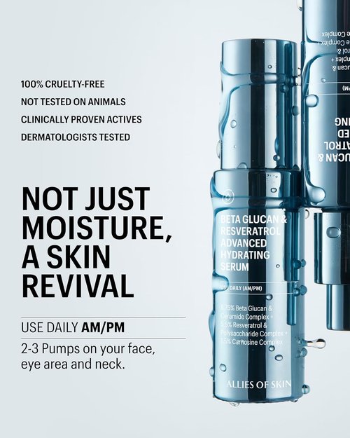 Allies of Skin Advanced Hydrating Serum - Plumping Face Serum with Ceramides & Peptides | 1 Fl oz for Sensitive, Dry Skin