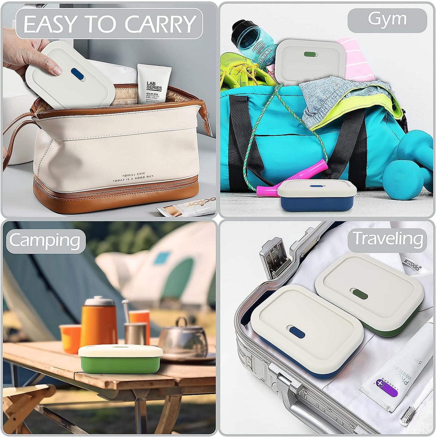 Skiennix Travel Soap Case - Silicone Leak Proof Design | Large Vented Shampoo Bar Holder in Offwhite & Green