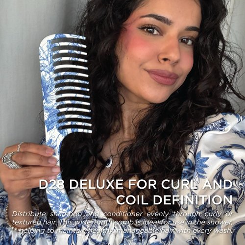 Denman D28 Wide Tooth Detangling Comb - Curved Pin For Detangling, Curl Defining, Smoothing - Wet Comb For All Hair Types, Women and Men