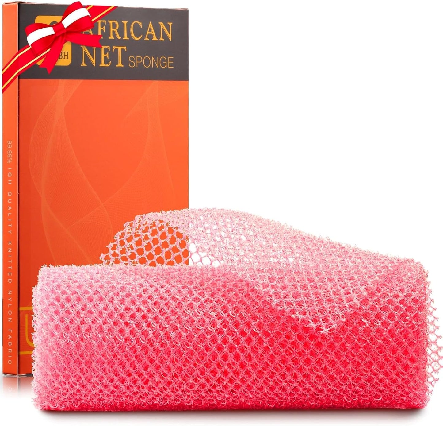 UJFQBH African Net Bath Sponge - Exfoliating Shower Scrubber for Smooth Skin | Pink
