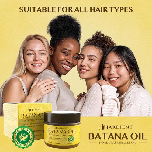 Jardient Raw Batana Oil for Hair Growth: Dr Sebi Organic Batana Oil from Honduras - 100% Pure & Natural - Promotes Thicker & Stronger Hair for Men & Women (4.2 OZ)
